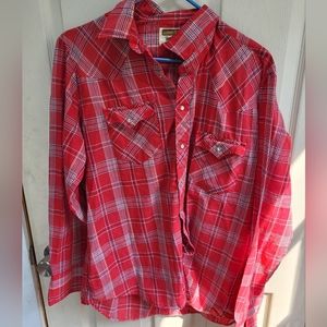 Authentic Western Youngbloods Large Mens Western Pearl Snaps Plaid Shirt